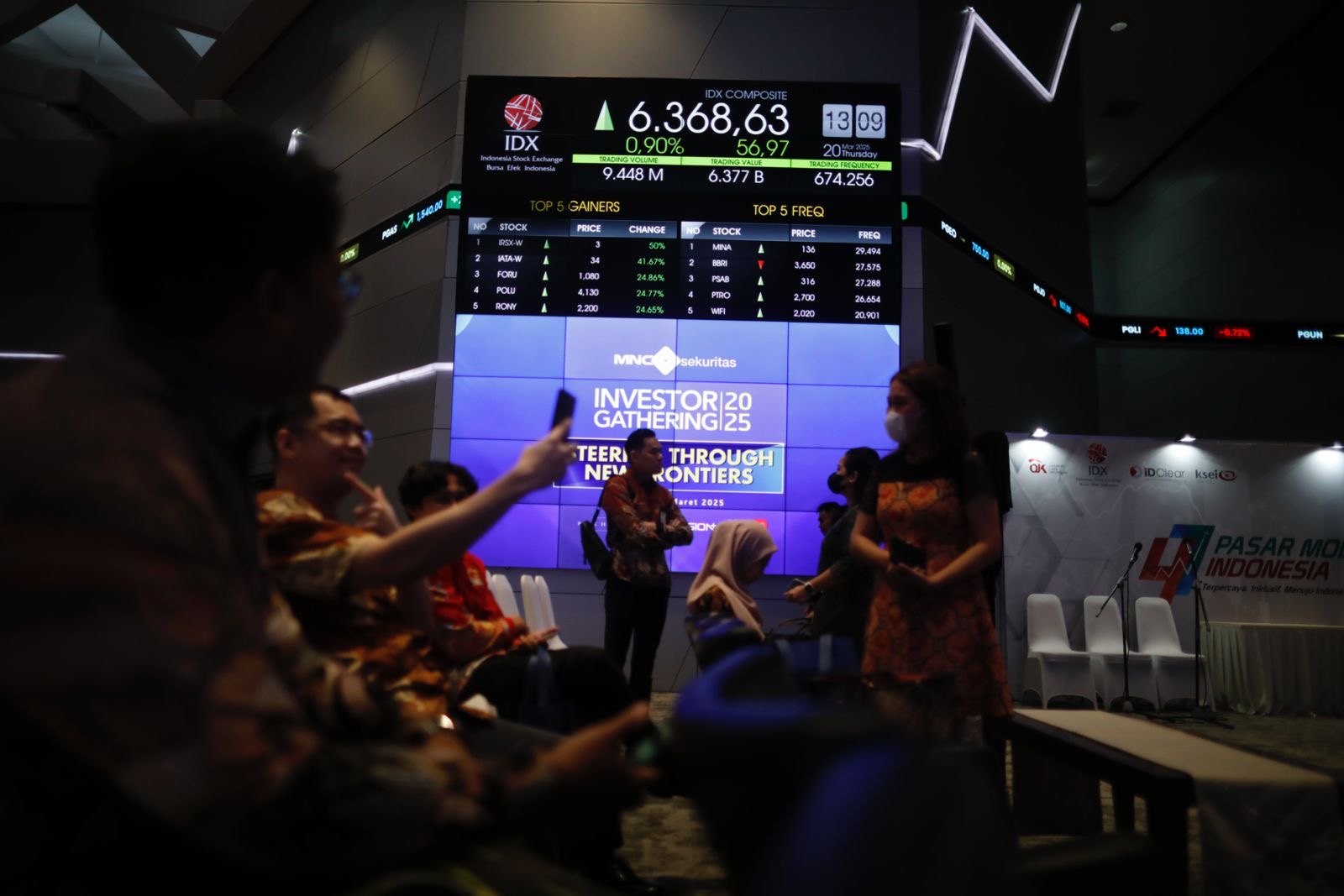 Papan pantau IHSG di Bursa Efek Indonesia. Foto: Kabar Bursa/Abbas Sandji.