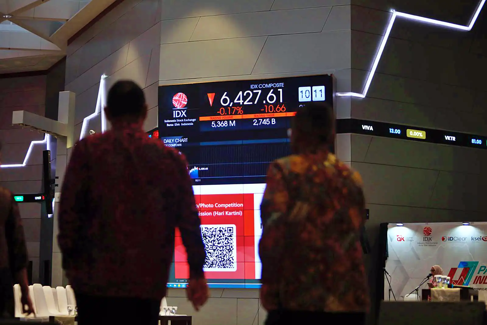 Layar utama Indeks Harga Saham Gabungan atau IHSG di main hall Bursa Efek Indonesia (BEI). (Foto: KabarBursa/Abbas Sandji)