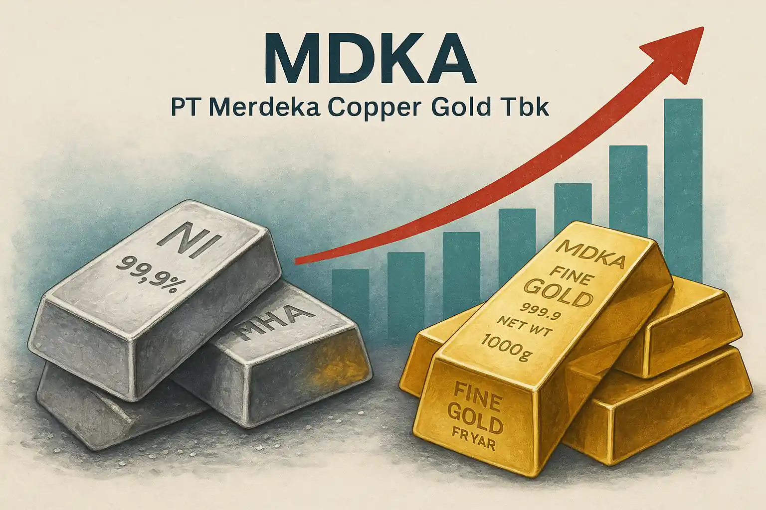 Ilustrasi nikel dan emas PT Merdeka Copper Gold Tbk.