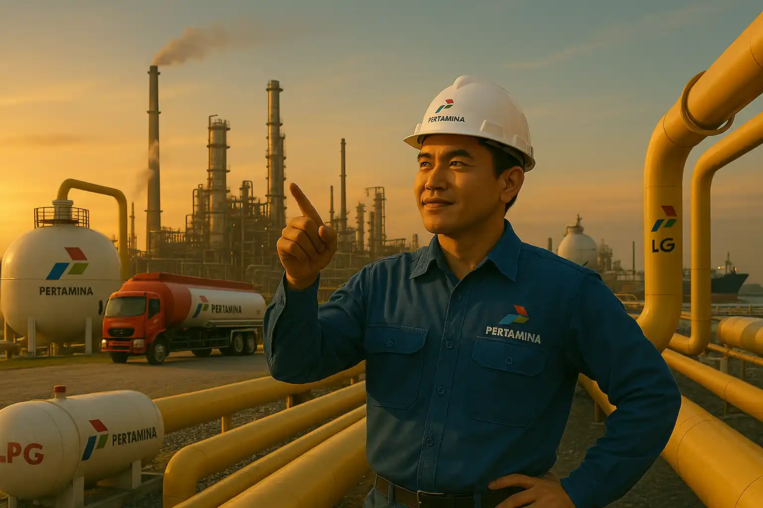 Pertamina perkuat BBM, gas jadi energi masa depan, kilang Pertamina 2024, distribusi LPG nasional, jaringan gas rumah tangga, Wiko Migantoro DPR, FSRU Lampung LNG, subsidi tepat sasaran MyPertamina, armada logistik energi, transformasi energi Pertamina. Gambar dibuat oleh AI untuk KabarBursa.com.