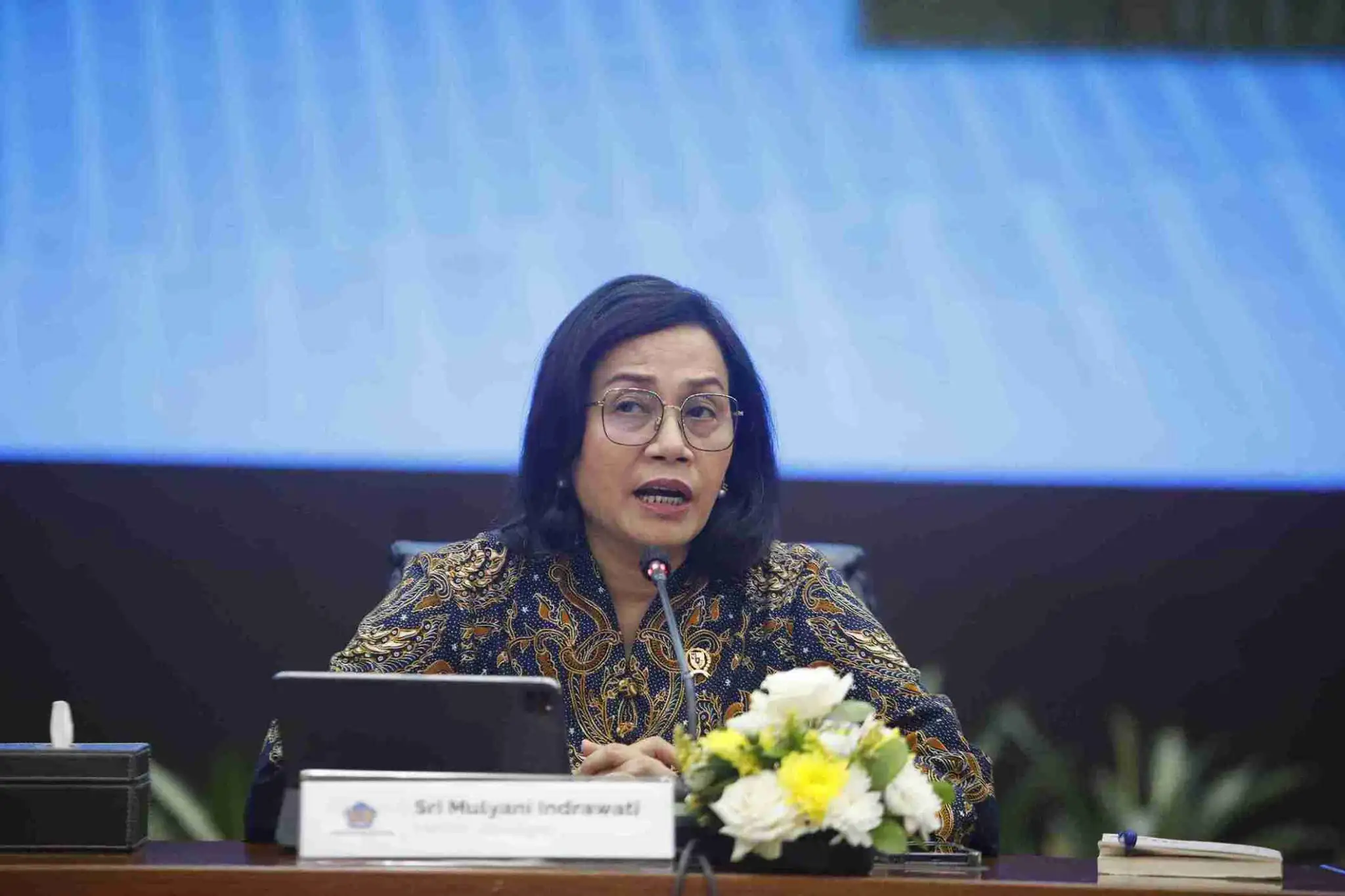 Menteri Keuangan Sri Mulyani dalam konferensi pers APBN Kita, Jumat, 23 Mei 2025. (Foto: KabarBursa/Ayyubi Kholid)