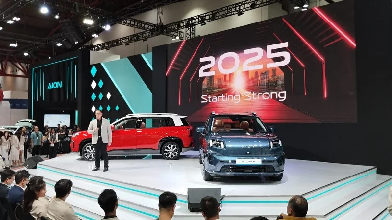 Mobil listrik dari brand China, AION V mulai dirakit di Indonesia. 500 unit mulai dikirim Juni ini. Foto: KabarBursa.com/Harun.