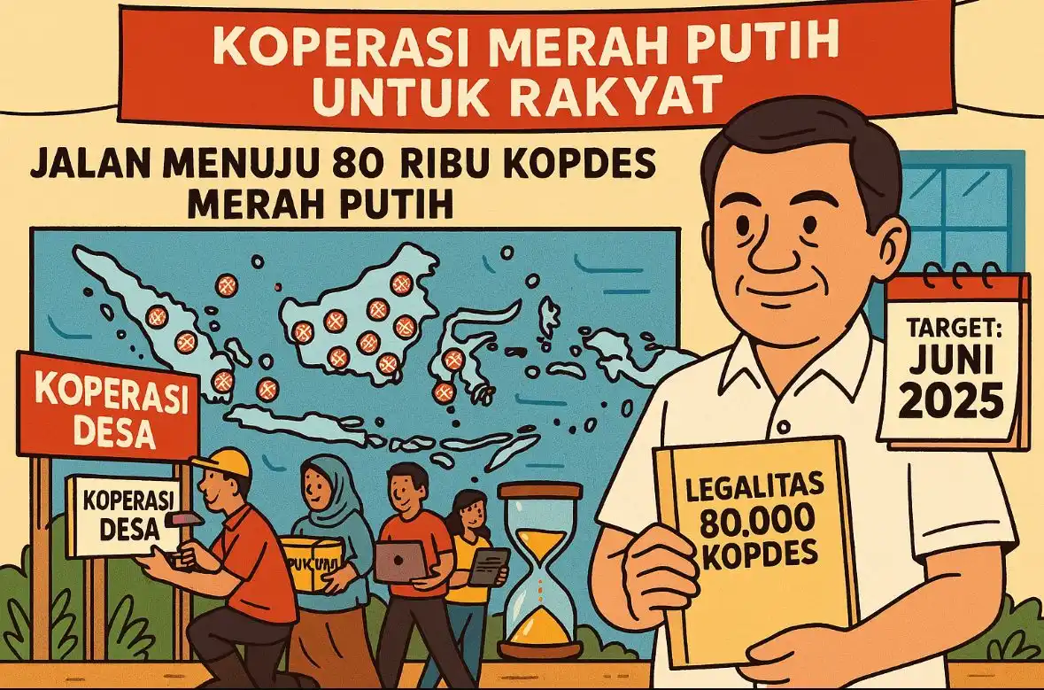 Ilustrasi Koperasi Merah Putih yang digagas pemerintah untuk meningkatkan kesejahteraan rakyat. (Foto dibuat oleh AI untuk KabarBursa.com).