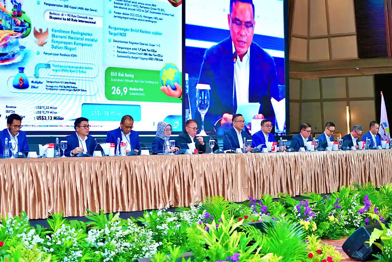 Konferensi Pers Capaian Kinerja Pertamina Tahun 2024 yang dipimpin oleh Direktur Utama Pertamina, Simon Aloysius Mantiri, di Graha Pertamina, Jakarta, Jumat, 13 Juni 2025. (Foto: Dok. Pertamina)