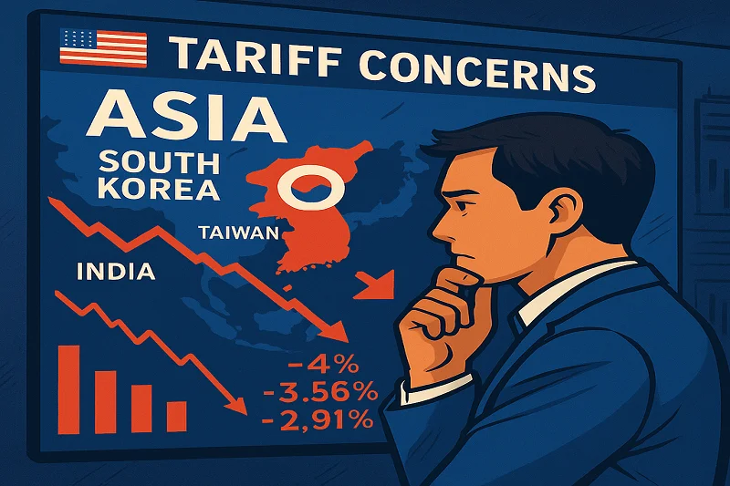 Ilustrasi penurunan di bursa Asia pada pekan ini. Gambar dibuat oleh AI untuk KabarBursa.com. 
