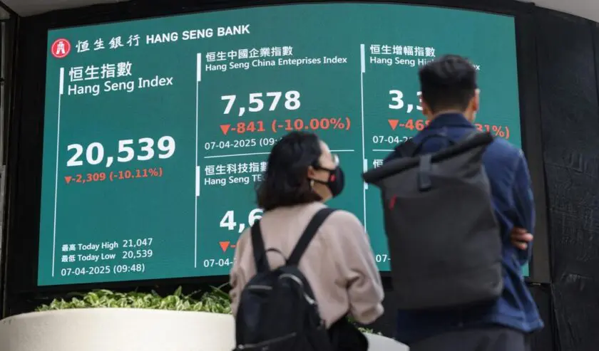 Ilustrasi indeks Hang Seng Hong Kong. 