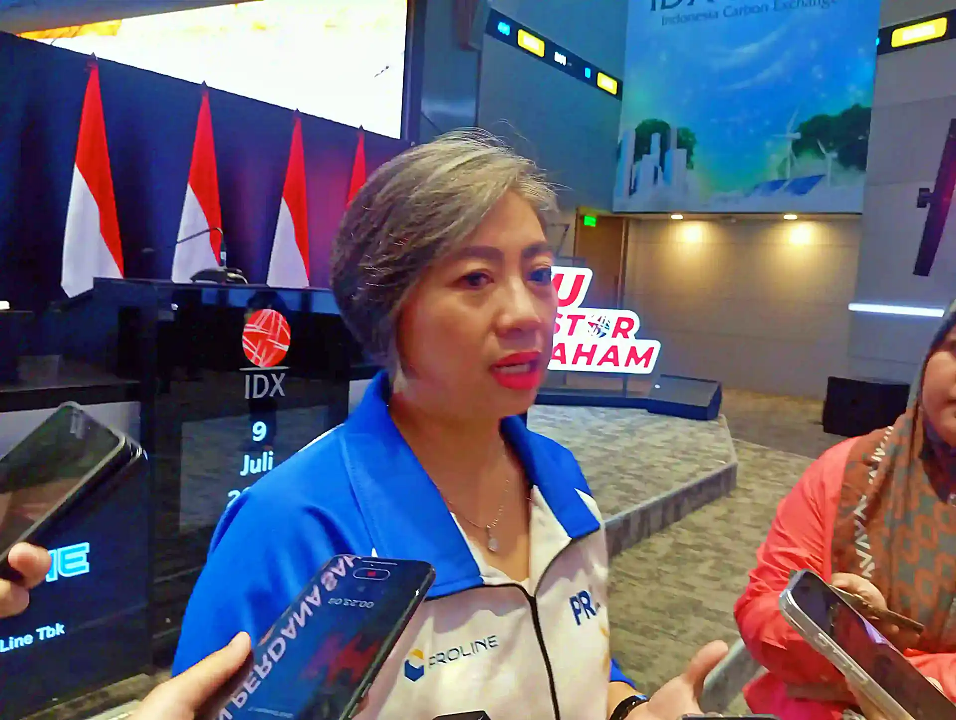 Direktur Utama PT Prodia Diagnostic Line Tbk (PRDL) Cristina Sandjaja usai pencatatan saham perdana perseroan di Bursa Efek Indonesia (BEI), Jakarta, Kamis, 9 Juli 2026. (Foto: Kabarbursa.com/Desty Luthfiani)