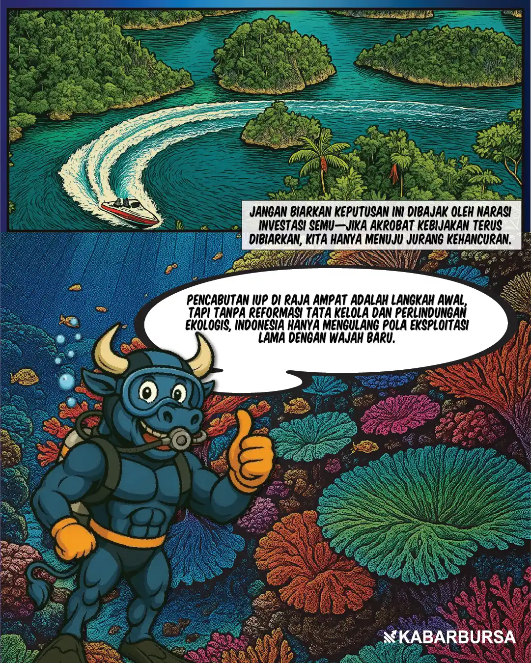 Akrobat Tambang di Raja Ampat