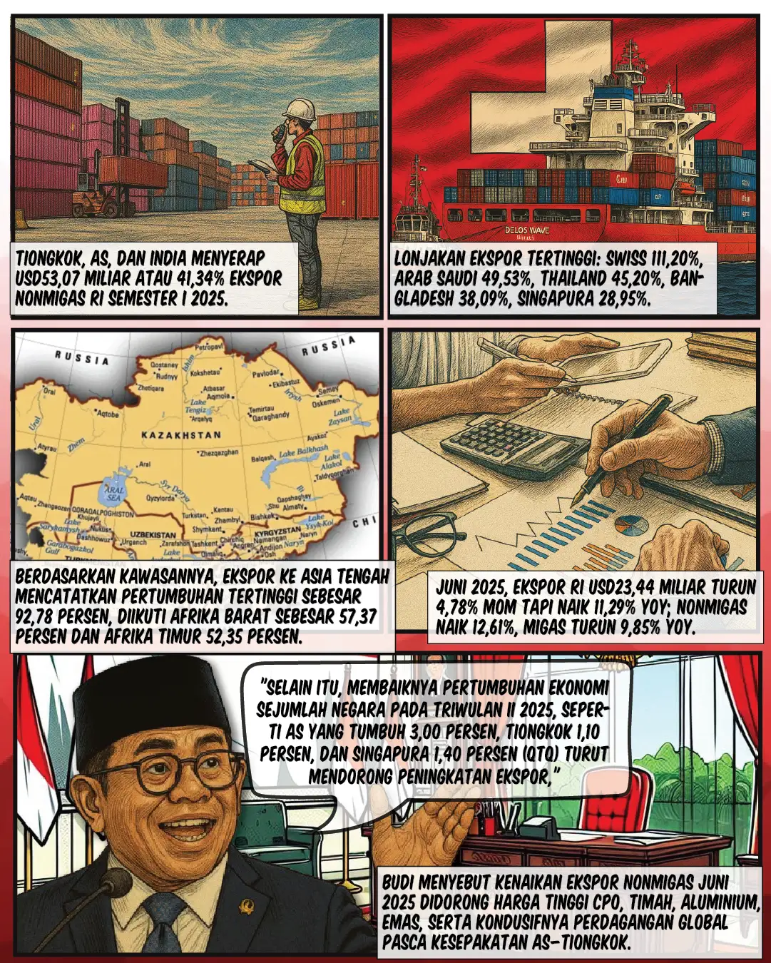 Surplus Perdagangan RI Tembus USD19,48 Miliar Semester I 2025