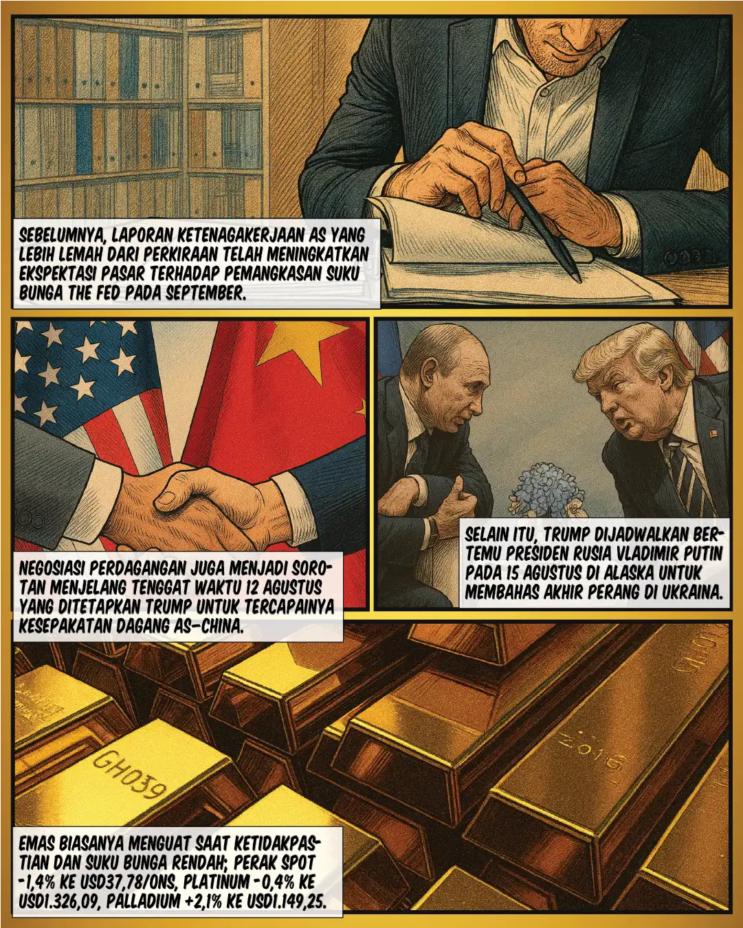 Emas Turun, Trump Tegaskan Tanpa Tarif