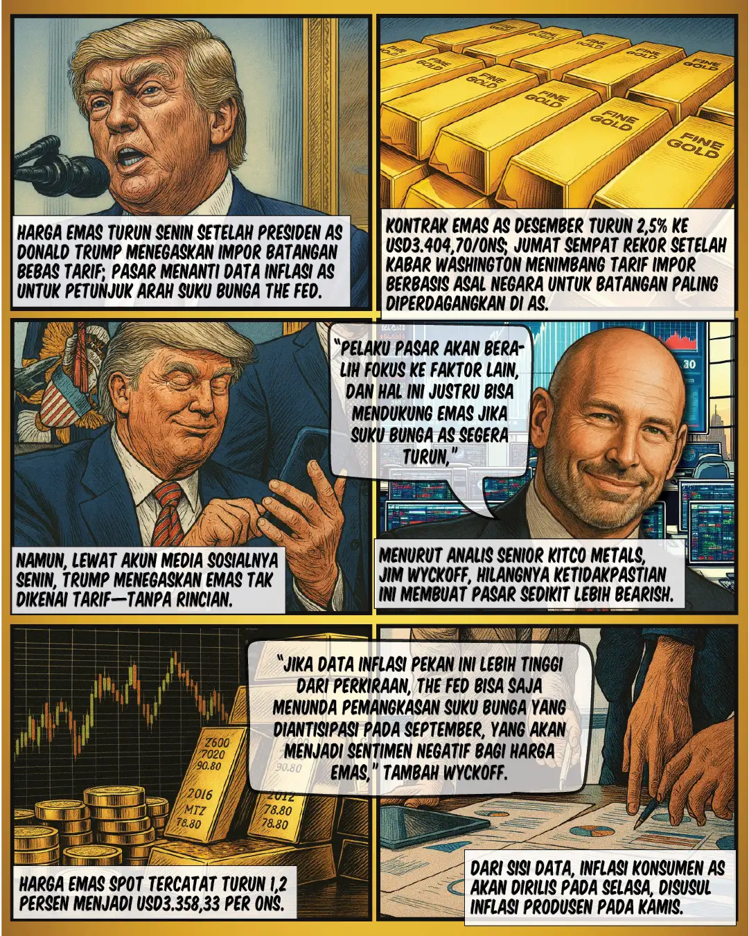 Emas Turun, Trump Tegaskan Tanpa Tarif