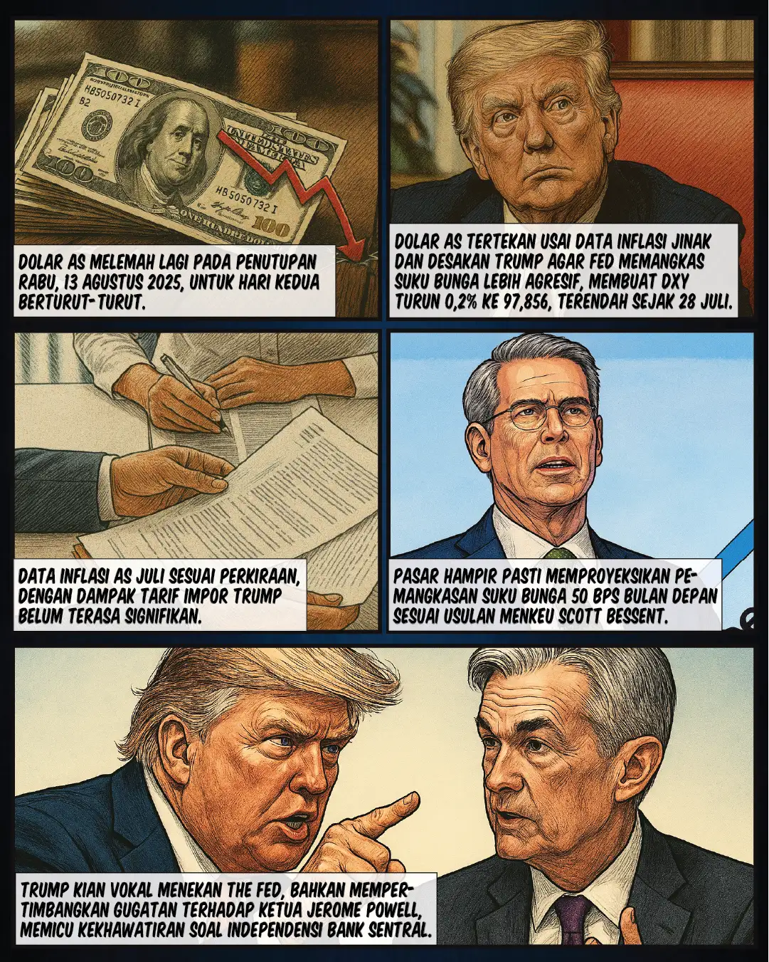 Dolar AS Tertekan, Trump Desak Turunkan Suku Bunga