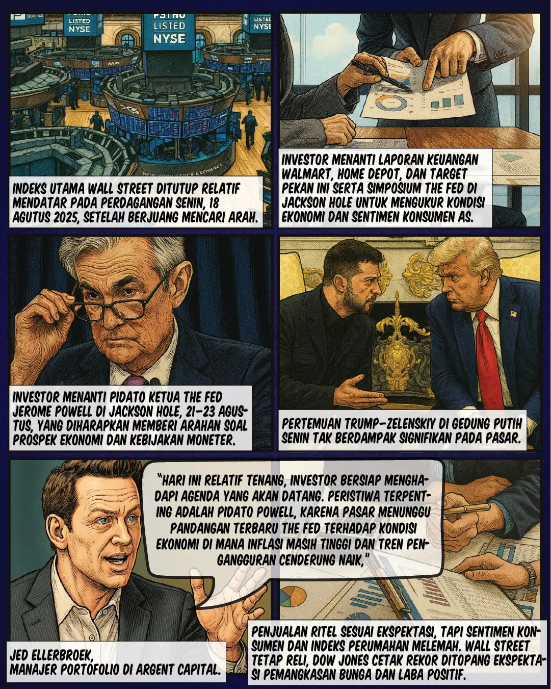 Wall Street Flat, Pasar Tunggu Ritel & The Fed