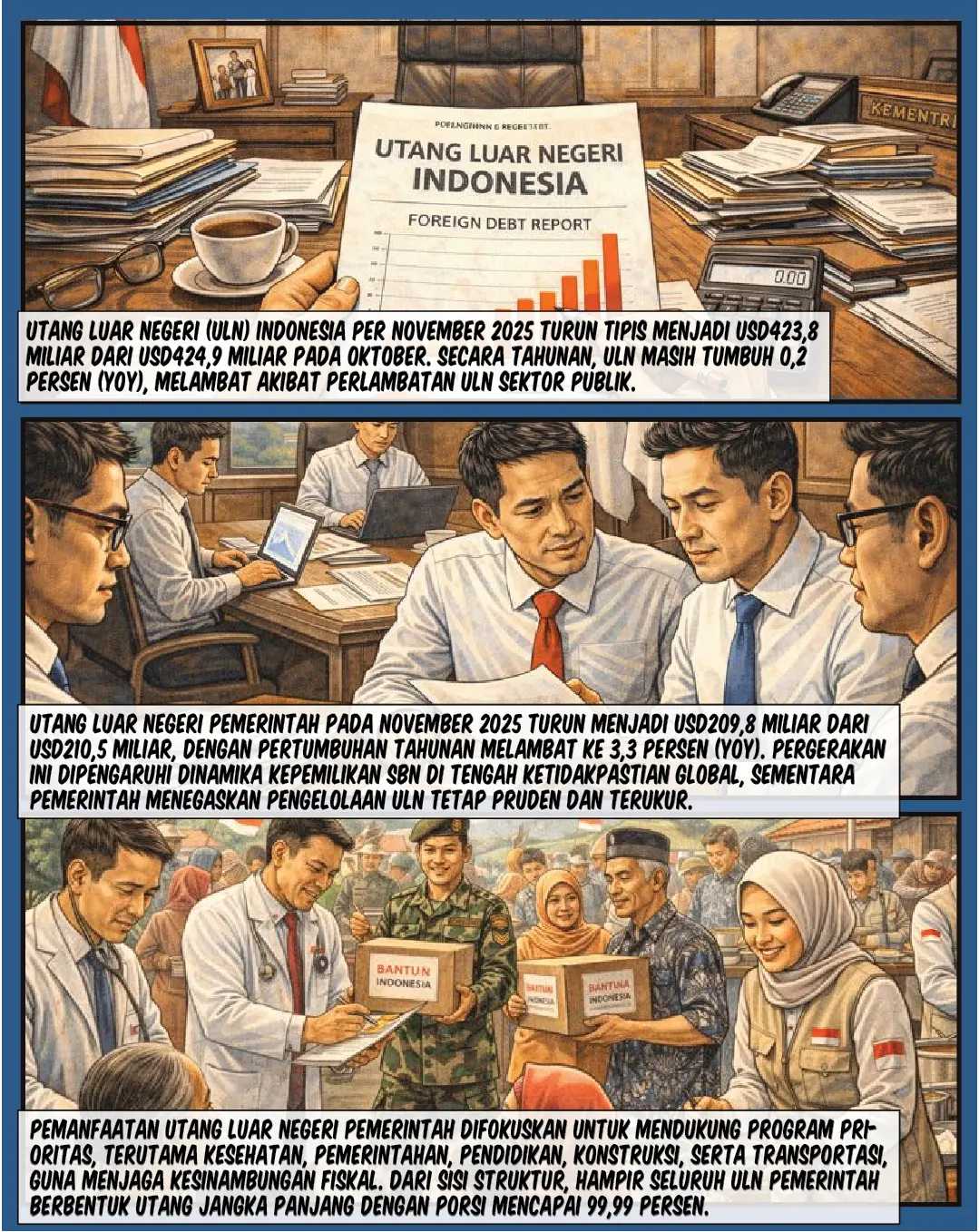 ULN Pemerintah Turun ke USD209,8 Miliar