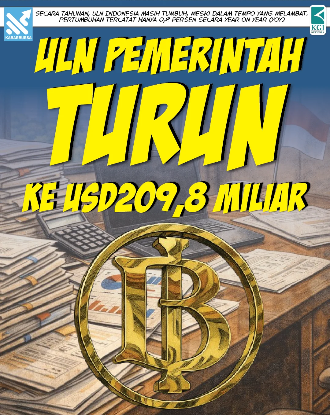 ULN Pemerintah Turun ke USD209,8 Miliar