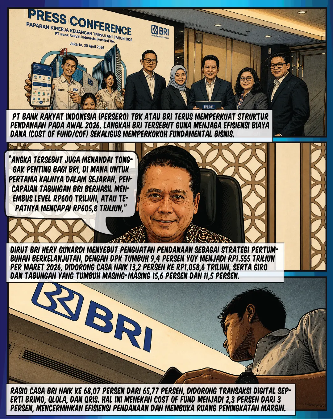 CASA BRI Tembus Rp1.000 T, CoF 2,3%