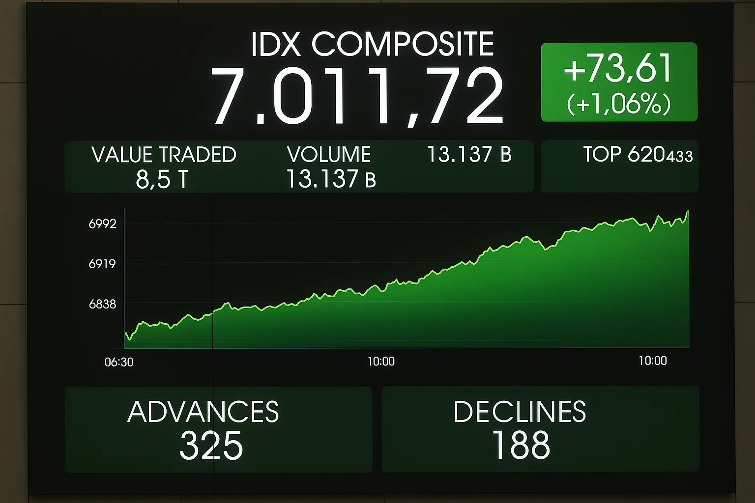 IHSG Hari ini Terus Melesat, Sesi I Tembus Level 7.058,9 