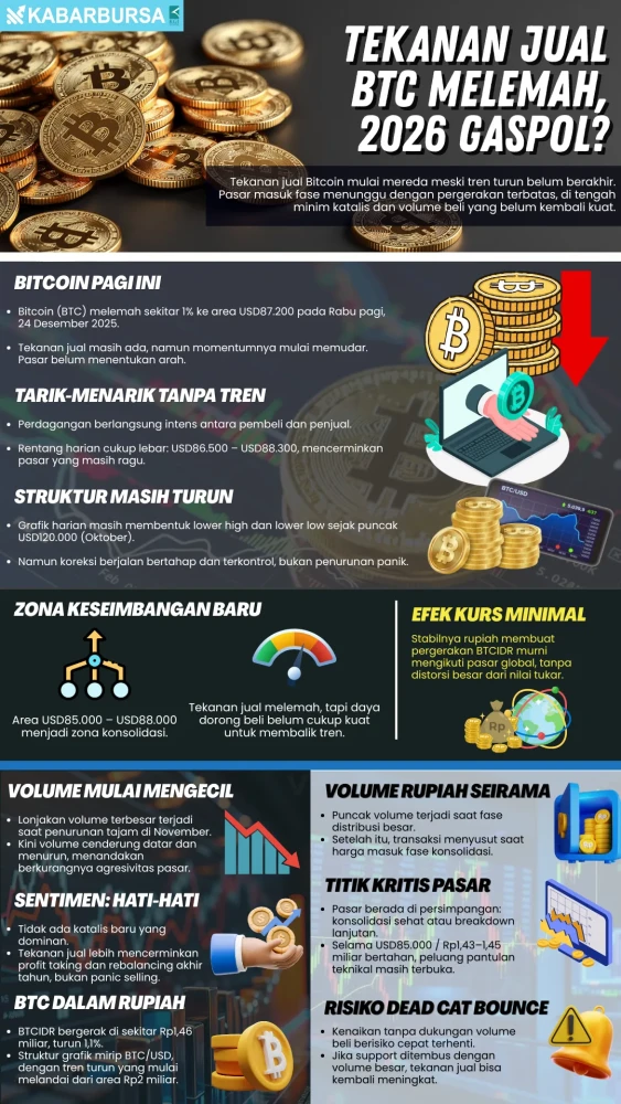INFOGRAFIS Tekanan Jual BTC Melemah, 2026 Gaspol?