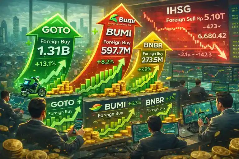 Asing Rotasi di GOTO, BUMI, dan BNBR Saat Pasar Bergejolak