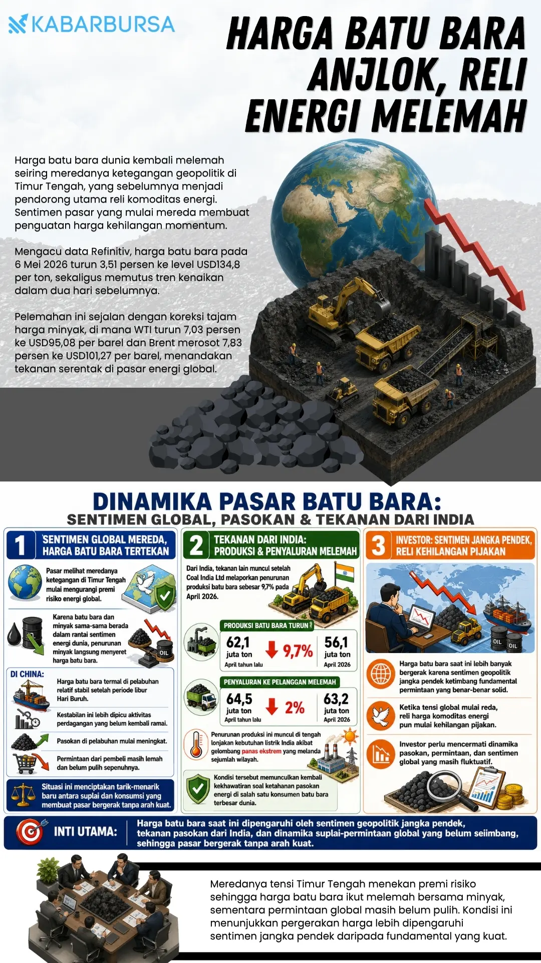 INFOGRAFIS Harga Batu Bara Anjlok, Reli Energi Melemah