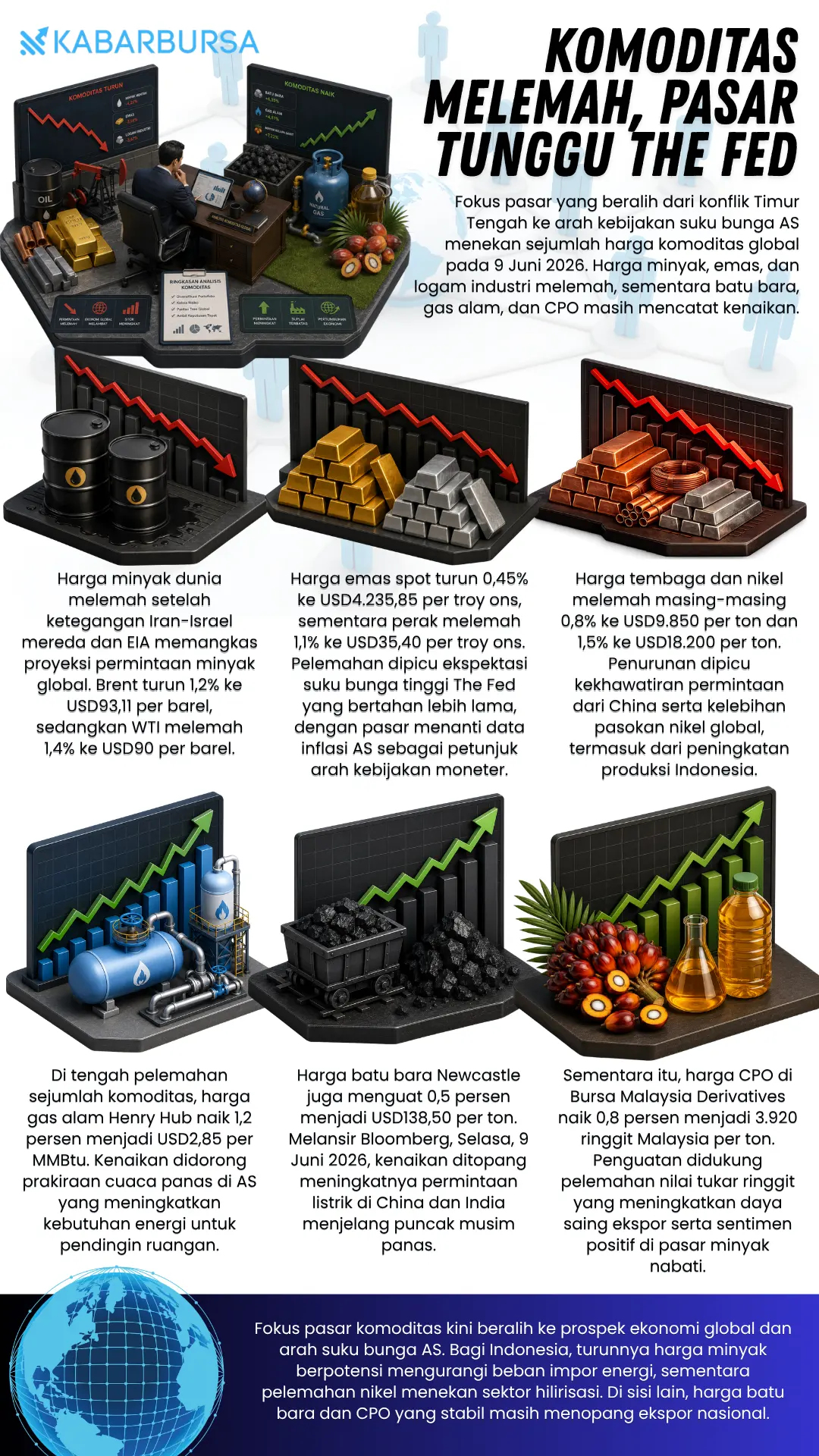 INFOGRAFIS Komoditas Melemah, Pasar Tunggu The Fed