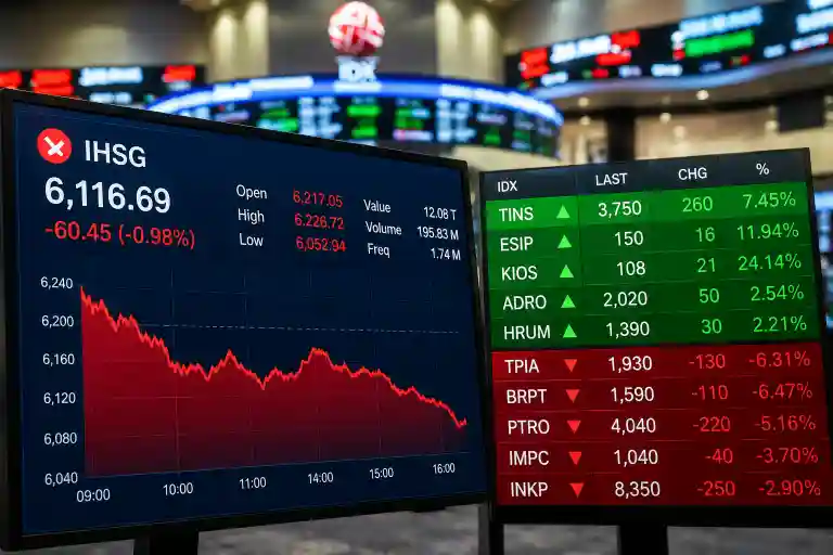 IHSG Tergelincir ke 6.116, Saham Prajogo Terjun Bebas